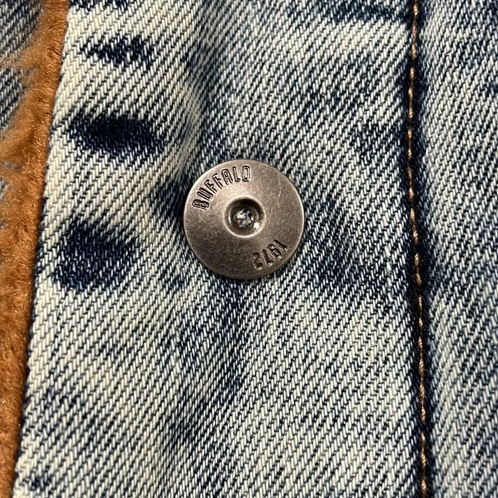 NEW Buffalo David Bitton Blue Mens Acid Wash Sherpa Denim Jacket - Large - Picture 6 of 13